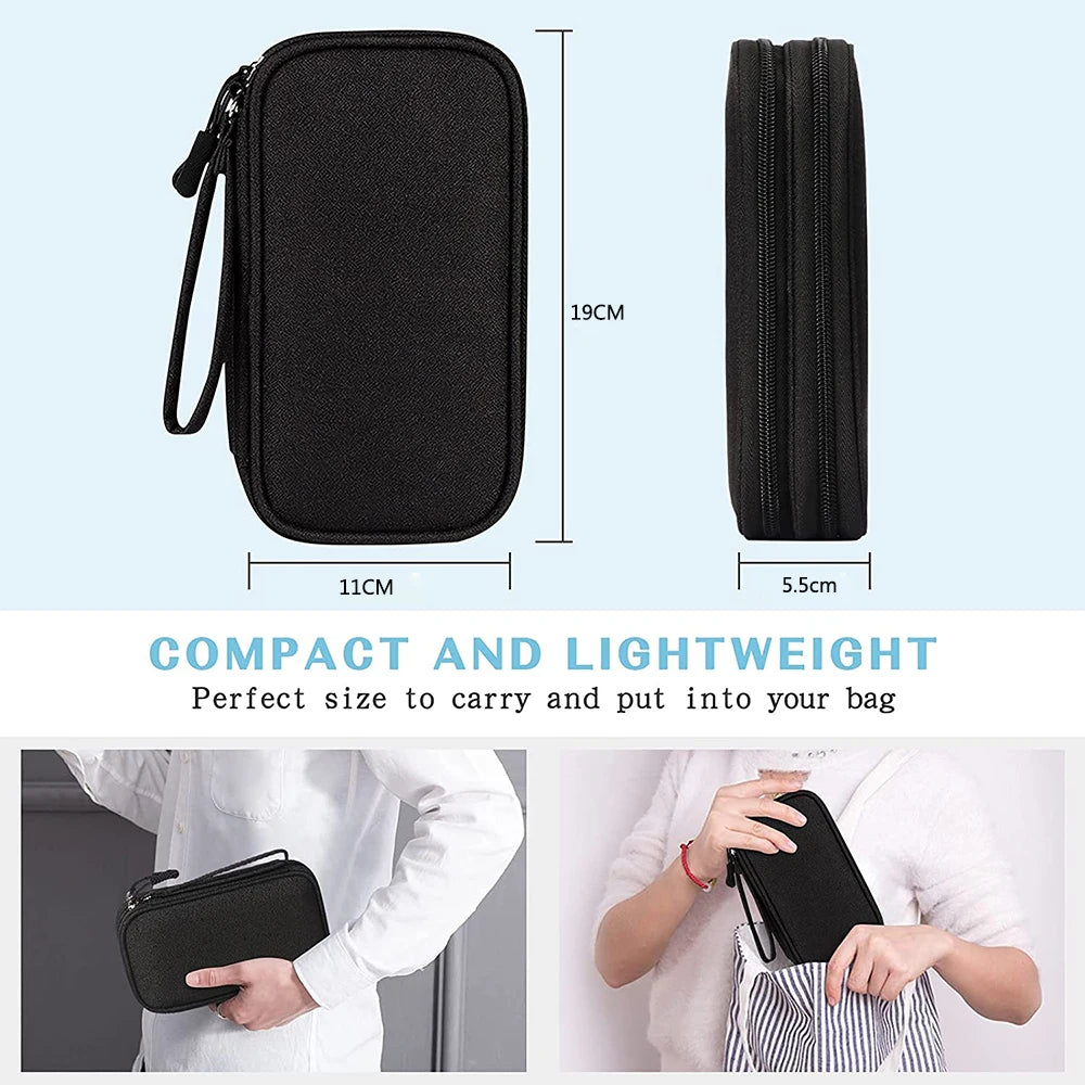 Travel Cable Organizer Bag Pouch Electronic Accessories Carry Case Portable Waterproof Double Layers Storage Bag For Cable Cord