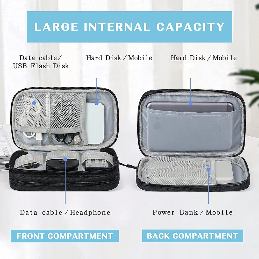 Travel Cable Organizer Bag Pouch Electronic Accessories Carry Case Portable Waterproof Double Layers Storage Bag For Cable Cord